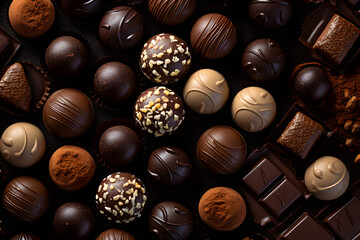 chocolate candies in a box background
