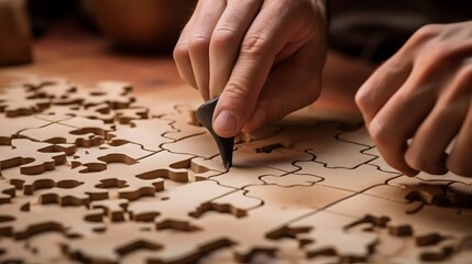 a close up of a person working on a puzzle Generative AI