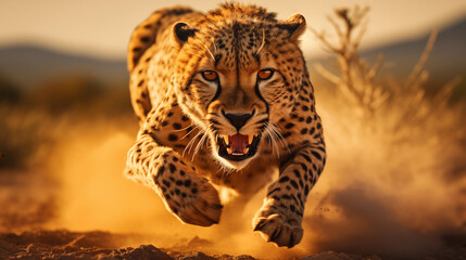 The Deadly Run: Ferocious Cheetah with Claws Extended for an Attack, Generative AI