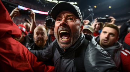 Fototapeta na wymiar Victorious Moments. Triumphant Scene. Super Bowl Closing Moments