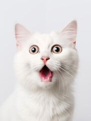 Cute Studio Portrait of Surprised Cat