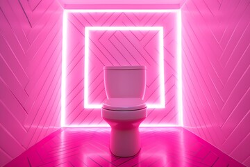 a white toilet sitting inside of a pink bathroom Generative AI - obrazy, fototapety, plakaty