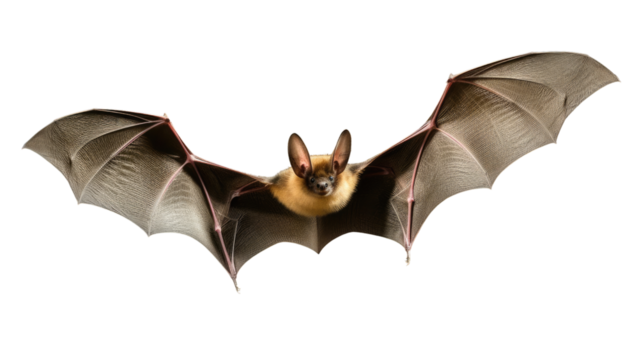 Bat in flight. Wing flap on Isolated transparent background, PNG file