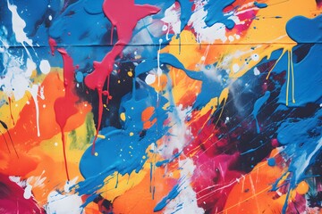 a close up of a colorful painting on a wall Generative AI