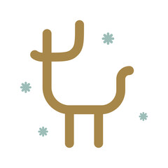 Cute fawn Icon on Transparen Background. Deer flat line color icon. Vector thin sign of reindeer. Holiday christmas decoration. Decorative element for Christmas and New Year design. Vector graphics