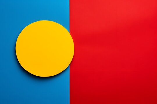 a red and blue wall with a yellow circle Generative AI