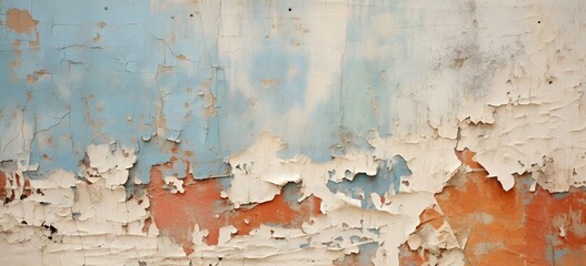 a close up of peeling paint on a wall Generative AI