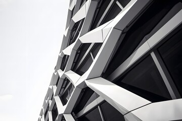 a black and white photo of a building Generative AI
