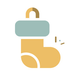 Christmas Stocking Icon on Transparent Background. Holiday christmas decoration. Decorative element for Christmas and New Year design. Vector graphics