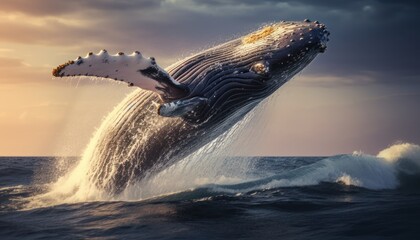 A Majestic Humpback Whale Leaping into the Air, Defying Gravity and Showcasing its Power