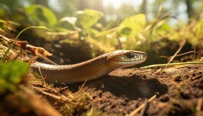 Fototapeta premium A Serene Serpent on a Rustic Landscape