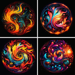 psychedelic swirl spiral fractal dynamic magic flame curve fantasy futuristic artwork wave