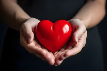 a person holding a red heart in their hands Generative AI