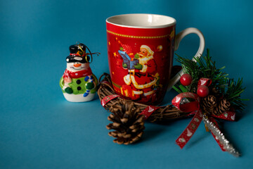 cup of tea with christmas decoration