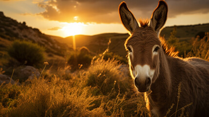 donkey at sunset - Powered by Adobe