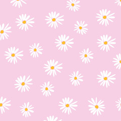Pink Background Daisy Flower Pattern Texture Illustration Art Design Vector