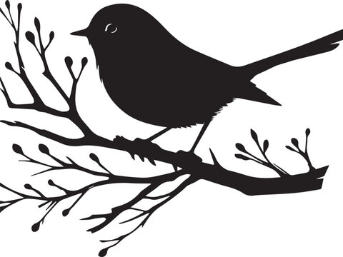 Bird on branch EPS Vector Bird on branch Clipart Bird on branch Silhouettes