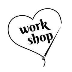 Silhouette of heart with thread, sewing needle and inscription 