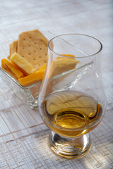 Scotch whiskey and cheese pairing, British cheeses collection, Scottish coloured and English matured cheddar cheeses