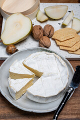 French soft Camembert cheese, original Camembert de Normandie, with white mold