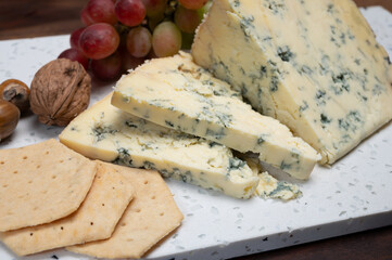 Cheese collection, English cow milk semi-soft, crumbly old stilton blue cheese