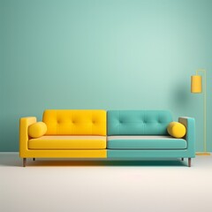Two identical but different color couch against Small fresh color scheme