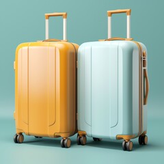 Two identical but different color travel suitcase against Small fresh color scheme