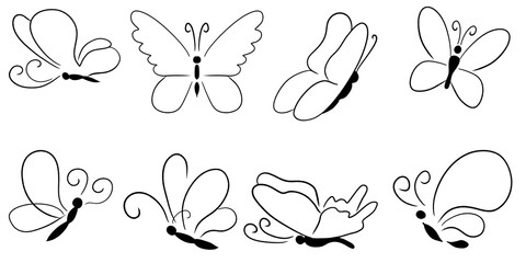 Silhouette butterfly, butterfly tattoo, graphics, card design