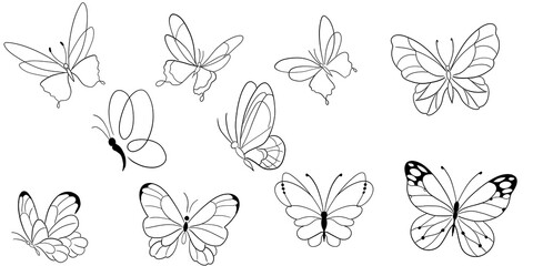 Silhouette butterfly, butterfly tattoo, graphics, card design