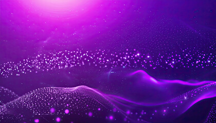 Abstract light and purple particle background with illuminating dots and stars digitally generated.