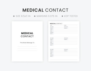 Healthcare Medical Doctor Contact List Template Printable, Hospital Doctors Specialist Contact List