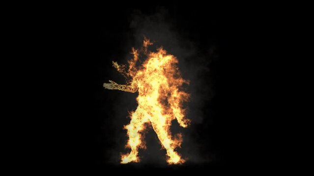 Character Fire,Animation dancing burning, Ghost halloween. With Alpha Channel