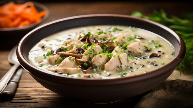 Hearty Chicken And Wild Rice Soup With Fresh Herbs