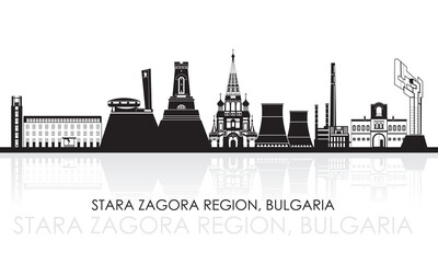 Silhouette Skyline panorama of  Stara Zagora Region, Bulgaria- vector illustration