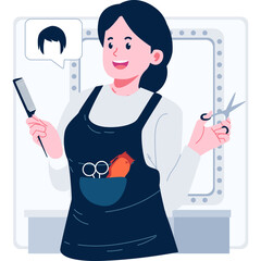 Hair Cutter Character Illustration