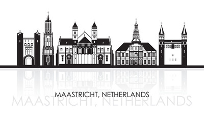 Fototapeta premium Silhouette Skyline panorama of city of Maastricht, Netherlands - vector illustration