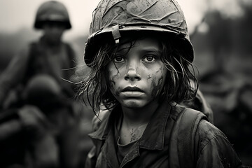 Retrato de soldados en la guerra de vietnam