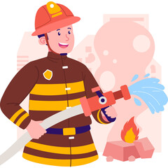 Firefighter Character Illustration