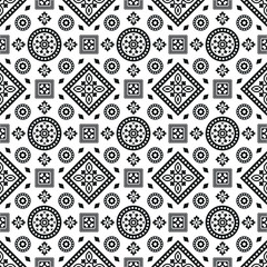 Ajrakh seamless floral grey Pattern, Vector illustration
