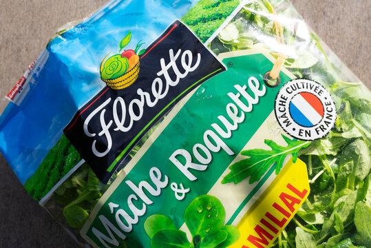 Sachet de salade de la marque Florette du groupe Agrial, France