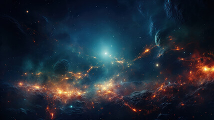 Galaxy and Nebula. Abstract space background. Endless universe with stars and galaxies in outer space. Cosmos art.