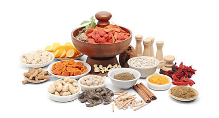 Fototapeta na wymiar Traditional Chinese Medicine Ingredients Assortment