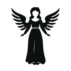 Angel black icon on white background. Angel silhouette