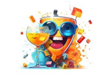 Happy Hour Celebration with Cartoon Glasses