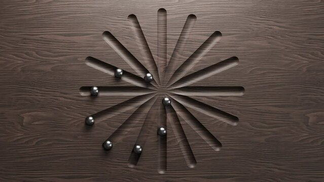 Optical Illusion Of Balls Traveling In A Straight Line Creating A Circle Looping Background 4K