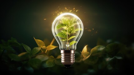 Eco-Friendly Lightbulb with Plant