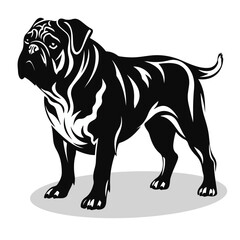 Bulldog silhouettes and icons. black flat color simple elegant Bulldog animal vector and illustration.