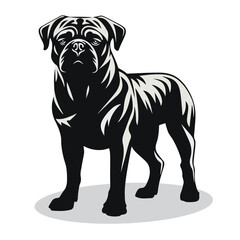 Bullmastiff silhouettes and icons. black flat color simple elegant Bullmastiff animal vector and illustration.