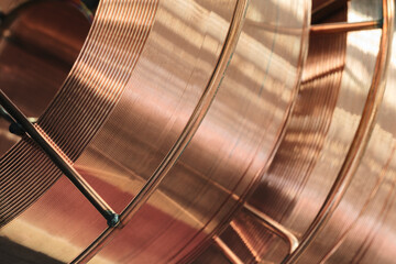 Coil of copper wire for welding tools and other industrial applications