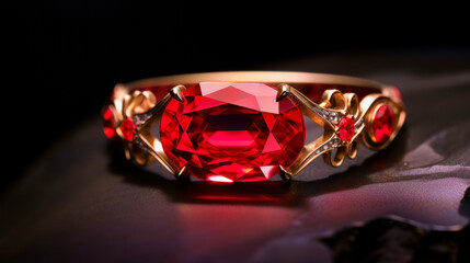 illustration of a beautiful red sapphire in a golden ring